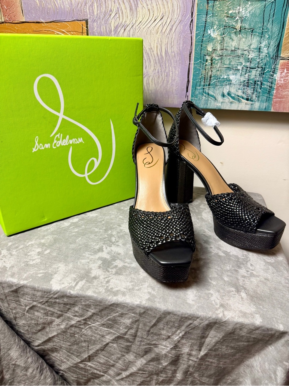 Brand New Sam Edelman Nattie Woven Napa Size 10M Beaded Platform Sandals